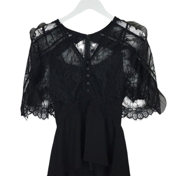 Self Portrait Black Lace Shoulder Top size 10 - Picture 4 of 8